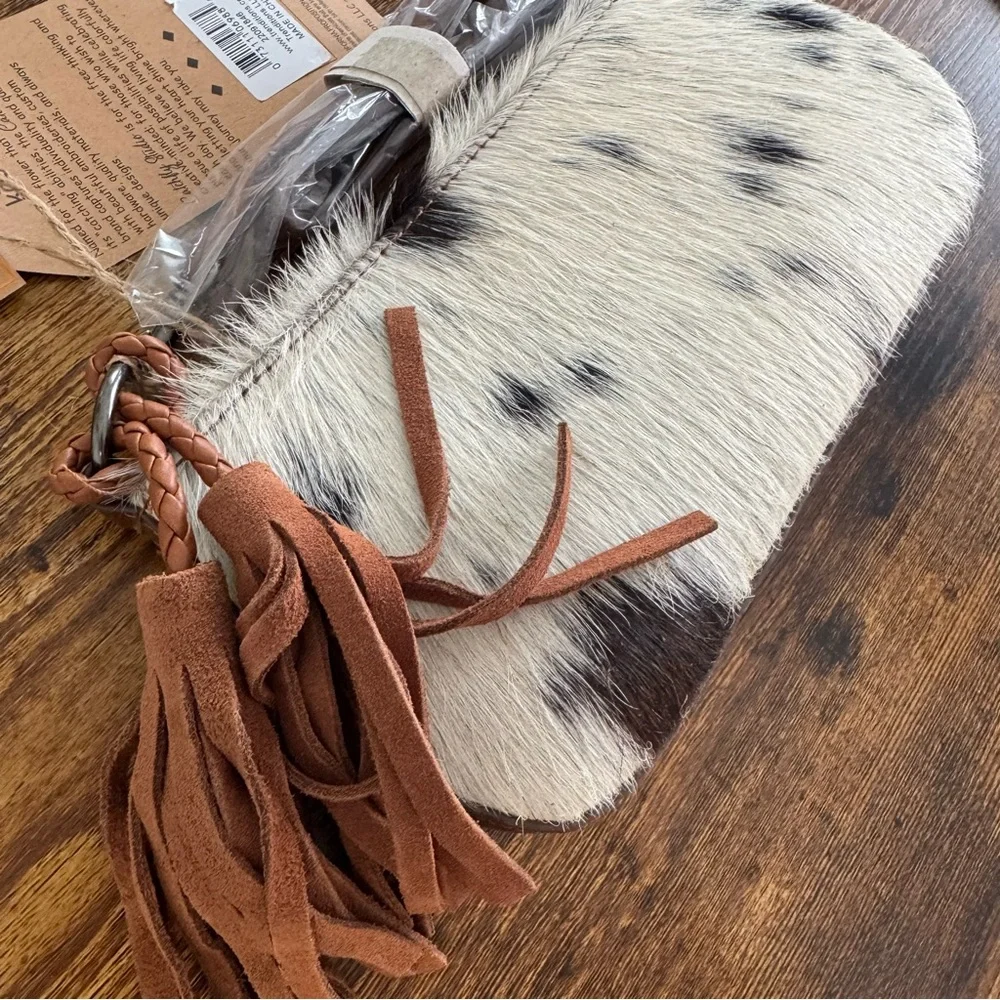 CatchFly Hair on Hide Western Shoulder Bag-Cowhide Leather Clutch NWT - Picture 9 of 11